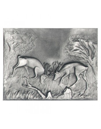 Plaque de cheminée Combat de Cerfs