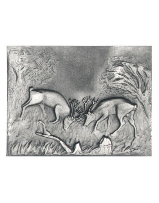 Plaque de cheminée Combat de Cerfs