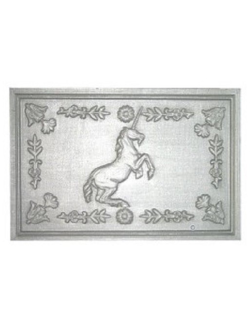Plaque de cheminée Licorne ornée